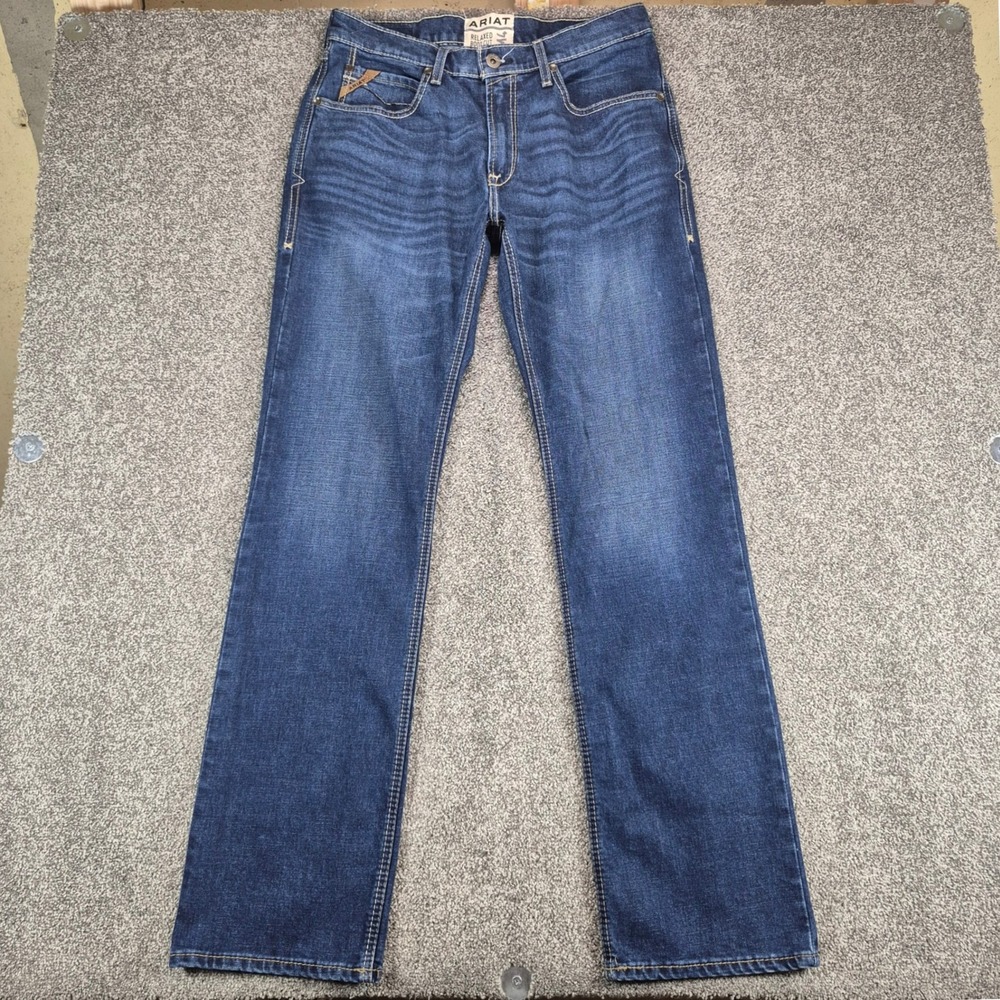 Ariat M4 Relaxed Boot Cut Jeans Mens 32x36 Blue Denim Western Workwear Quentin